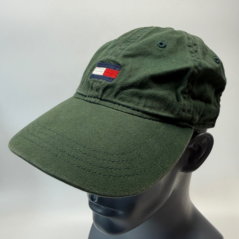 Tommy Hilfiger Baseball Hat Men OS Green Flag Logo Dad Cap Strap Back